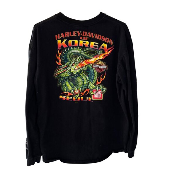 Harley-Davidson Korea Seoul Sinister Attitude Long Sleeve T-Shirt XL Black Flame - Picture 3 of 8